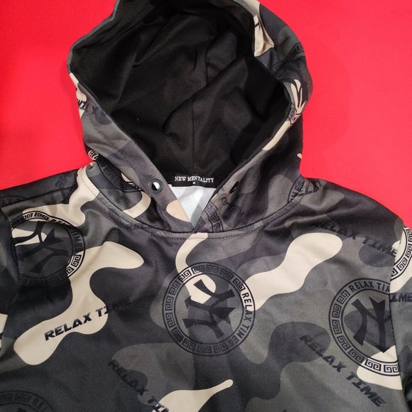 New Mentality camouflage hoodie kangaroo pocket men's size M - Picture 2 of 6